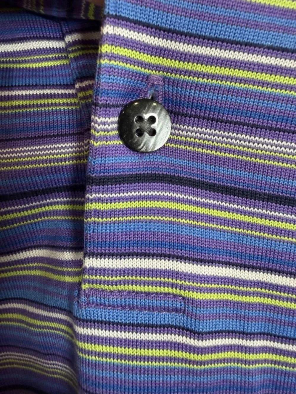 Nike Fit Tiger Woods Striped Short Sleeve Polo Shirt Size XL Blue Purple Logo